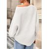 imagePRETTYGARDEN Fall Sweaters for Women 2025 Oversized Boat Neck Pullover Long Sleeve Knit Tops Cozy Winter Fashion ClothingWhite