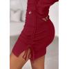 imagePRETTYGARDEN Long Sleeve Dress for Women Early Fall Fashion 2025 Cocktail Party Bodycon Off The Shoulder Mini Ruched DressesRed