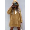 imagePRETTYGARDEN Oversized Sweatshirt for Women 2025 Fall Pullover Casual Long Sleeve Split Hem Hoodie Dress with Kangaroo PocketLight Khaki