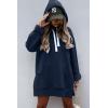 imagePRETTYGARDEN Oversized Sweatshirt for Women 2025 Fall Pullover Casual Long Sleeve Split Hem Hoodie Dress with Kangaroo PocketNavy