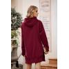 imagePRETTYGARDEN Oversized Sweatshirt for Women 2025 Fall Pullover Casual Long Sleeve Split Hem Hoodie Dress with Kangaroo PocketWine Red
