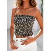 imagePRETTYGARDEN Strapless Tube Tops for Women 2025 Summer Mesh Floral Y2K Bandeau Cute Crop Top Trendy Going Out OutfitsBrown Leopard