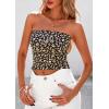 imagePRETTYGARDEN Strapless Tube Tops for Women 2025 Summer Mesh Floral Y2K Bandeau Cute Crop Top Trendy Going Out OutfitsBrown Leopard