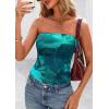 imagePRETTYGARDEN Strapless Tube Tops for Women 2025 Summer Mesh Floral Y2K Bandeau Cute Crop Top Trendy Going Out OutfitsLake Blue