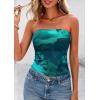 imagePRETTYGARDEN Strapless Tube Tops for Women 2025 Summer Mesh Floral Y2K Bandeau Cute Crop Top Trendy Going Out OutfitsLake Blue