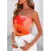 imagePRETTYGARDEN Strapless Tube Tops for Women 2025 Summer Mesh Floral Y2K Bandeau Cute Crop Top Trendy Going Out OutfitsOrange
