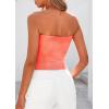 imagePRETTYGARDEN Strapless Tube Tops for Women 2025 Summer Mesh Floral Y2K Bandeau Cute Crop Top Trendy Going Out OutfitsOrange