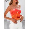 imagePRETTYGARDEN Strapless Tube Tops for Women 2025 Summer Mesh Floral Y2K Bandeau Cute Crop Top Trendy Going Out OutfitsOrange