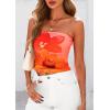 imagePRETTYGARDEN Strapless Tube Tops for Women 2025 Summer Mesh Floral Y2K Bandeau Cute Crop Top Trendy Going Out OutfitsOrange