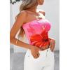 imagePRETTYGARDEN Strapless Tube Tops for Women 2025 Summer Mesh Floral Y2K Bandeau Cute Crop Top Trendy Going Out OutfitsPink