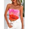 imagePRETTYGARDEN Strapless Tube Tops for Women 2025 Summer Mesh Floral Y2K Bandeau Cute Crop Top Trendy Going Out OutfitsPink