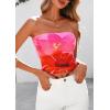 imagePRETTYGARDEN Strapless Tube Tops for Women 2025 Summer Mesh Floral Y2K Bandeau Cute Crop Top Trendy Going Out OutfitsPink