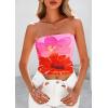 imagePRETTYGARDEN Strapless Tube Tops for Women 2025 Summer Mesh Floral Y2K Bandeau Cute Crop Top Trendy Going Out OutfitsPink