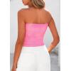 imagePRETTYGARDEN Strapless Tube Tops for Women 2025 Summer Mesh Floral Y2K Bandeau Cute Crop Top Trendy Going Out OutfitsPink