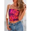imagePRETTYGARDEN Strapless Tube Tops for Women 2025 Summer Mesh Floral Y2K Bandeau Cute Crop Top Trendy Going Out OutfitsPurple Orange