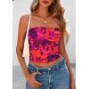 imagePRETTYGARDEN Strapless Tube Tops for Women 2025 Summer Mesh Floral Y2K Bandeau Cute Crop Top Trendy Going Out OutfitsPurple Orange