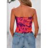 imagePRETTYGARDEN Strapless Tube Tops for Women 2025 Summer Mesh Floral Y2K Bandeau Cute Crop Top Trendy Going Out OutfitsPurple Orange
