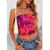 imagePRETTYGARDEN Strapless Tube Tops for Women 2025 Summer Mesh Floral Y2K Bandeau Cute Crop Top Trendy Going Out OutfitsPurple Orange