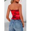 imagePRETTYGARDEN Strapless Tube Tops for Women 2025 Summer Mesh Floral Y2K Bandeau Cute Crop Top Trendy Going Out OutfitsRed
