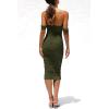 imagePRETTYGARDEN Wedding Guest Dress 2025 Summer Off Shoulder Ruched Elegant Sexy Bodycon Homecoming Cocktail Party Midi DressArmy Green