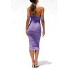 imagePRETTYGARDEN Wedding Guest Dress 2025 Summer Off Shoulder Ruched Elegant Sexy Bodycon Homecoming Cocktail Party Midi DressGrey Purple