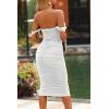 imagePRETTYGARDEN Wedding Guest Dress 2025 Summer Off Shoulder Ruched Elegant Sexy Bodycon Homecoming Cocktail Party Midi DressWhite