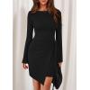 imagePRETTYGARDEN Women 2025 Mini Bodycon Dresses Long Sleeve Ruched Fitted Short Night Out Trendy Party Club Outfits Fall ClothesBlack