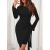 imagePRETTYGARDEN Women 2025 Mini Bodycon Dresses Long Sleeve Ruched Fitted Short Night Out Trendy Party Club Outfits Fall ClothesBlack