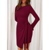 imagePRETTYGARDEN Women 2025 Mini Bodycon Dresses Long Sleeve Ruched Fitted Short Night Out Trendy Party Club Outfits Fall ClothesBurgundy
