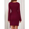 imagePRETTYGARDEN Women 2025 Mini Bodycon Dresses Long Sleeve Ruched Fitted Short Night Out Trendy Party Club Outfits Fall ClothesBurgundy