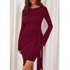 imagePRETTYGARDEN Women 2025 Mini Bodycon Dresses Long Sleeve Ruched Fitted Short Night Out Trendy Party Club Outfits Fall ClothesBurgundy