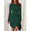 imagePRETTYGARDEN Women 2025 Mini Bodycon Dresses Long Sleeve Ruched Fitted Short Night Out Trendy Party Club Outfits Fall ClothesDark Green