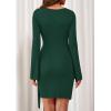 imagePRETTYGARDEN Women 2025 Mini Bodycon Dresses Long Sleeve Ruched Fitted Short Night Out Trendy Party Club Outfits Fall ClothesDark Green