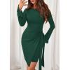 imagePRETTYGARDEN Women 2025 Mini Bodycon Dresses Long Sleeve Ruched Fitted Short Night Out Trendy Party Club Outfits Fall ClothesDark Green