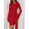 imagePRETTYGARDEN Women 2025 Mini Bodycon Dresses Long Sleeve Ruched Fitted Short Night Out Trendy Party Club Outfits Fall ClothesRed