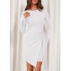 imagePRETTYGARDEN Women 2025 Mini Bodycon Dresses Long Sleeve Ruched Fitted Short Night Out Trendy Party Club Outfits Fall ClothesWhite