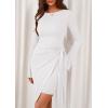 imagePRETTYGARDEN Women 2025 Mini Bodycon Dresses Long Sleeve Ruched Fitted Short Night Out Trendy Party Club Outfits Fall ClothesWhite