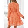 imagePRETTYGARDEN Womens Fall Boho Dresses 2025 Floral Long Sleeve V Neck Mini Flowy Wedding Guest Dress Trendy Vacation OutfitsFloral Orange Red