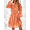 imagePRETTYGARDEN Womens Fall Boho Dresses 2025 Floral Long Sleeve V Neck Mini Flowy Wedding Guest Dress Trendy Vacation OutfitsFloral Orange Red