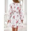 imagePRETTYGARDEN Womens Fall Boho Dresses 2025 Floral Long Sleeve V Neck Mini Flowy Wedding Guest Dress Trendy Vacation OutfitsFloral White Red
