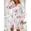 imagePRETTYGARDEN Womens Fall Boho Dresses 2025 Floral Long Sleeve V Neck Mini Flowy Wedding Guest Dress Trendy Vacation OutfitsFloral White Red