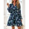 imagePRETTYGARDEN Womens Fall Boho Dresses 2025 Floral Long Sleeve V Neck Mini Flowy Wedding Guest Dress Trendy Vacation OutfitsNavy Blue