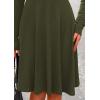 imagePRETTYGARDEN Womens Fall Short Dress Ribbed Knit Crewneck Long Sleeve A Line Flowy Casual Elegant Going Out Winter DressesArmy Green