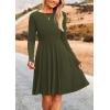 imagePRETTYGARDEN Womens Fall Short Dress Ribbed Knit Crewneck Long Sleeve A Line Flowy Casual Elegant Going Out Winter DressesArmy Green