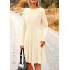 imagePRETTYGARDEN Womens Fall Short Dress Ribbed Knit Crewneck Long Sleeve A Line Flowy Casual Elegant Going Out Winter DressesBeige