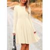 imagePRETTYGARDEN Womens Fall Short Dress Ribbed Knit Crewneck Long Sleeve A Line Flowy Casual Elegant Going Out Winter DressesBeige