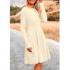 imagePRETTYGARDEN Womens Fall Short Dress Ribbed Knit Crewneck Long Sleeve A Line Flowy Casual Elegant Going Out Winter DressesBeige