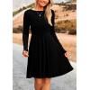 imagePRETTYGARDEN Womens Fall Short Dress Ribbed Knit Crewneck Long Sleeve A Line Flowy Casual Elegant Going Out Winter DressesBlack