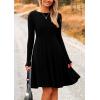 imagePRETTYGARDEN Womens Fall Short Dress Ribbed Knit Crewneck Long Sleeve A Line Flowy Casual Elegant Going Out Winter DressesBlack