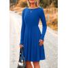 imagePRETTYGARDEN Womens Fall Short Dress Ribbed Knit Crewneck Long Sleeve A Line Flowy Casual Elegant Going Out Winter DressesBlue